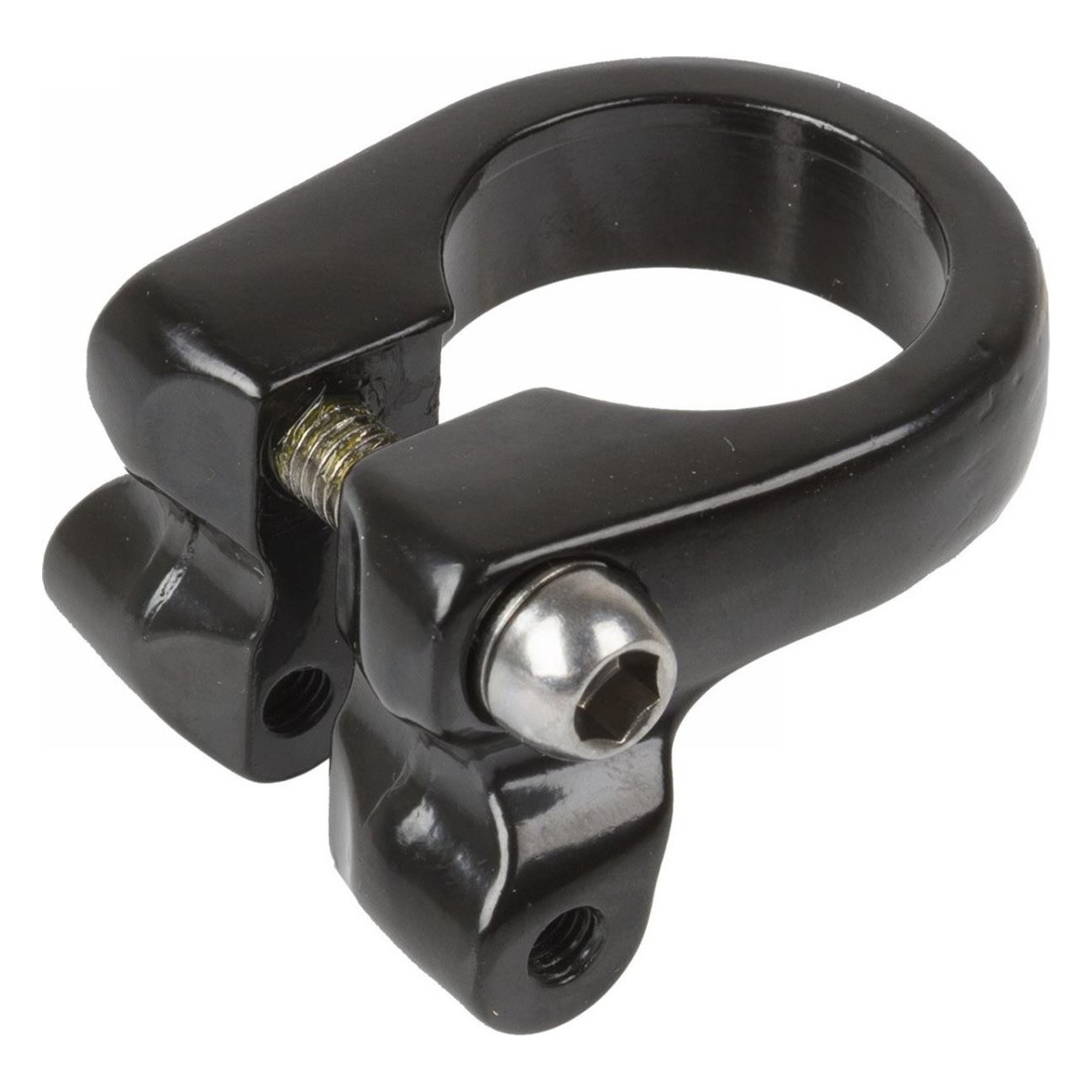 Collier de selle en aluminium noir 34,9 mm avec vis M6 et œillets filetés - 1