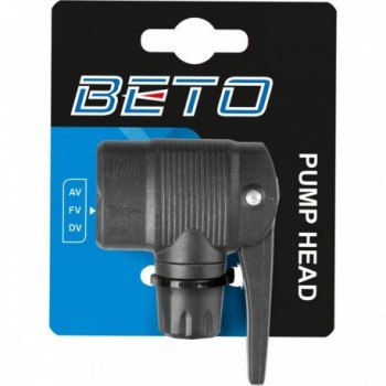 Universal Beto Replacement Head for Foot Pump - Compatible with Auto, Dunlop, French Valves, Black - 2