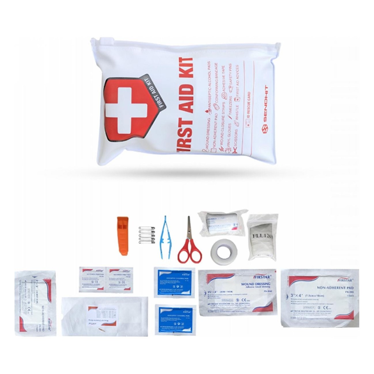 Compact and Lightweight Biker First Aid Kit - Size 16x11x3 cm, Weight 100g - 1