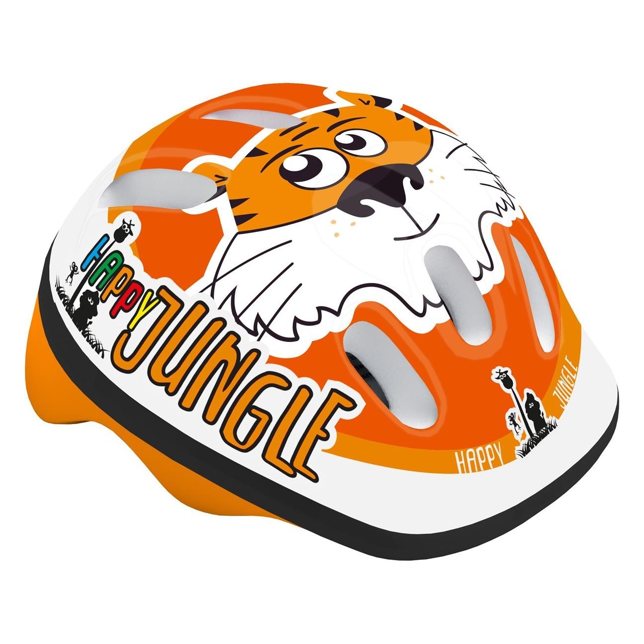 Casco Bimbo Happy Jungle Tigre Arancio XS 44-48cm - Sicurezza e Comfort EN1078 PPE MVTEK - 1 - Caschi - 8005586209757