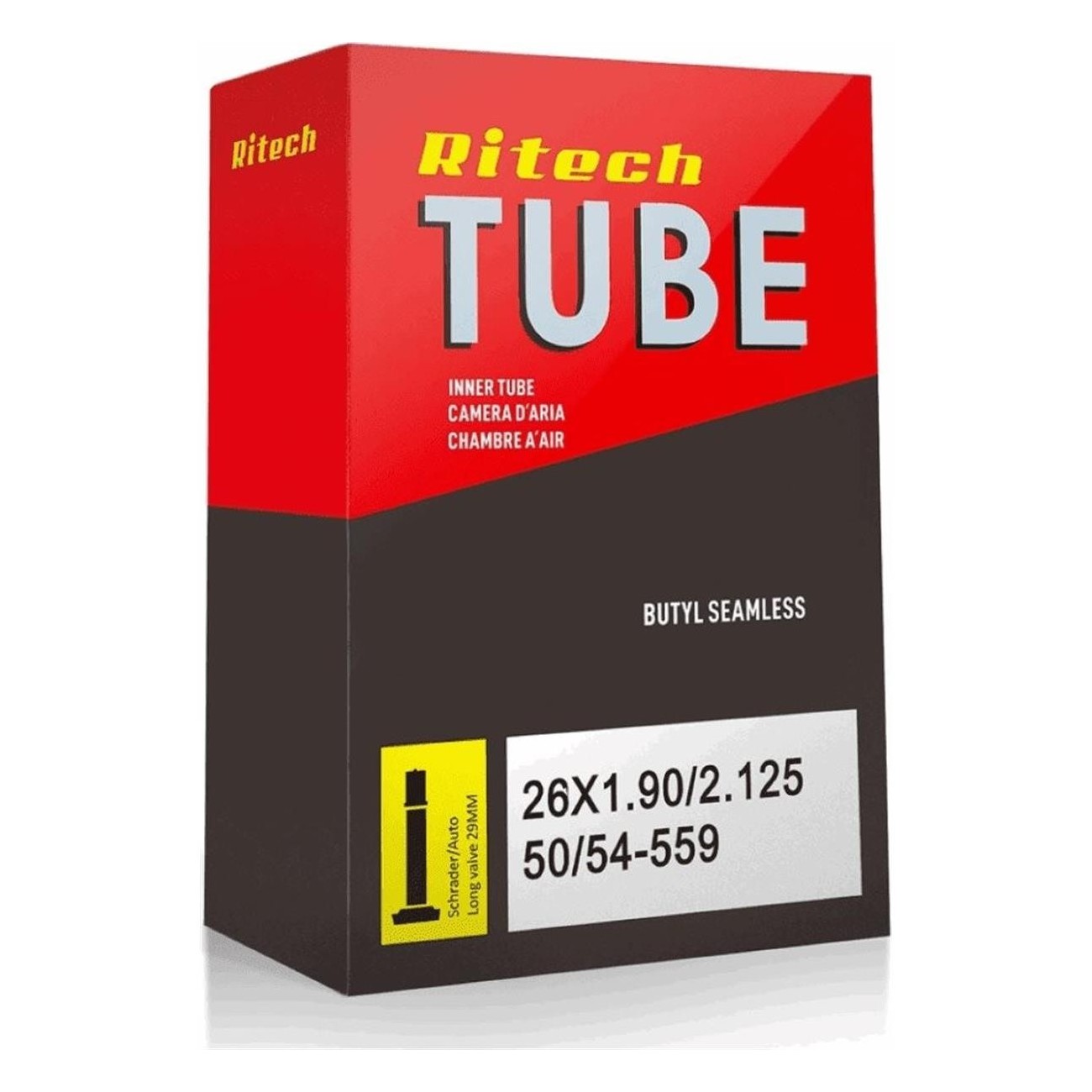 Ritech 26x1.90/2.125 Inner Tube with 29mm Auto Valve - Bicycle Standard - 1