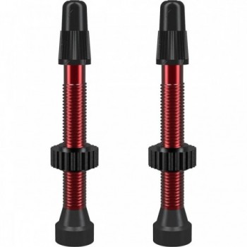 Red 46mm Aluminum TCS Tubeless Presta Valves - Pack of 2 - 1