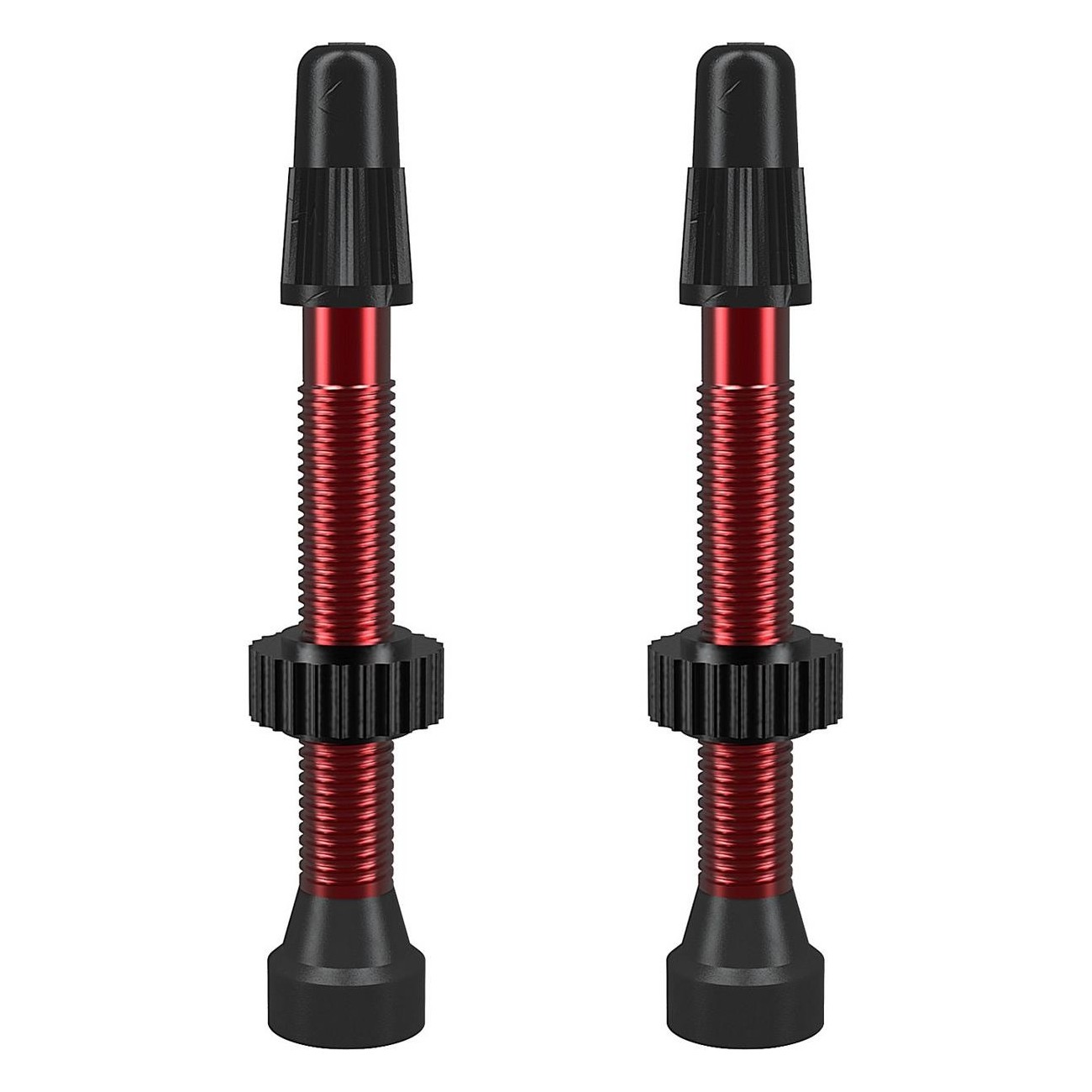 Red 46mm Aluminum TCS Tubeless Presta Valves - Pack of 2 - 1