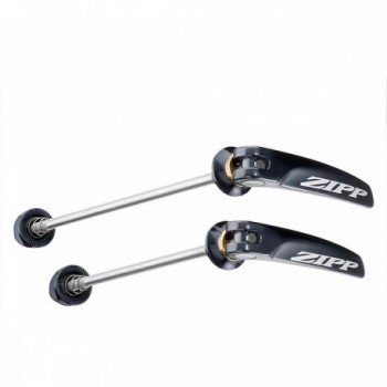 Par de Espetos Tangente QR-S de Acero Inoxidable Negro con Logo Plateado ZIPP, Medidas 100 mm/130 mm y 100 mm/135 mm - 1