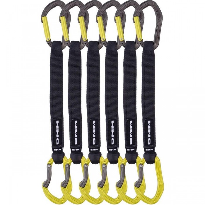 Set di 6 Rinvii Tech-Table-Quickdraws 25cm Lime per Arrampicata Sportiva con Barre Antiscivolo e Fettuccia in Nylon - 1 - Rinvii