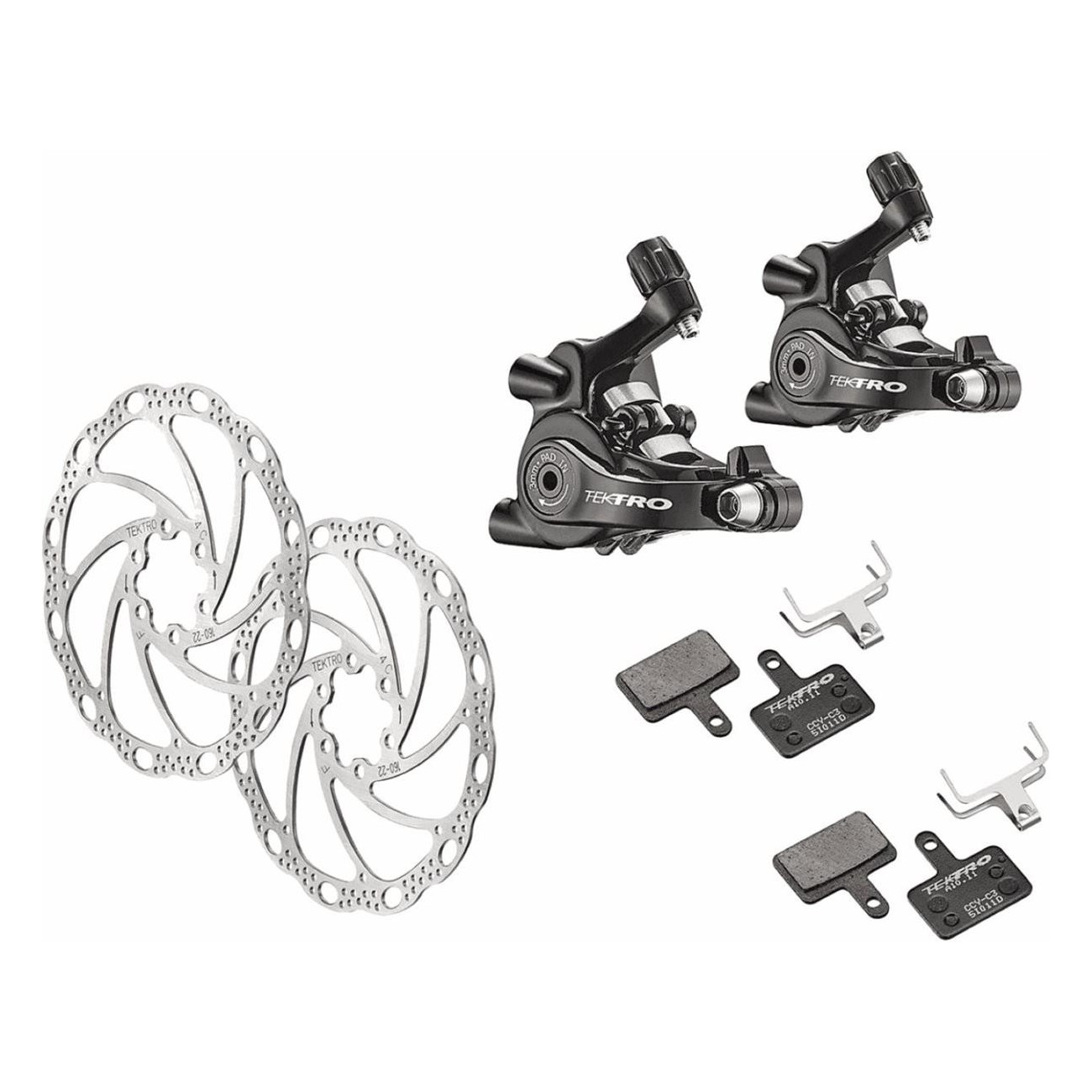 TEKTRO MD-C550 Mechanical Disc Brake Set Flat Mount 160-140 mm for Bicycles - 1