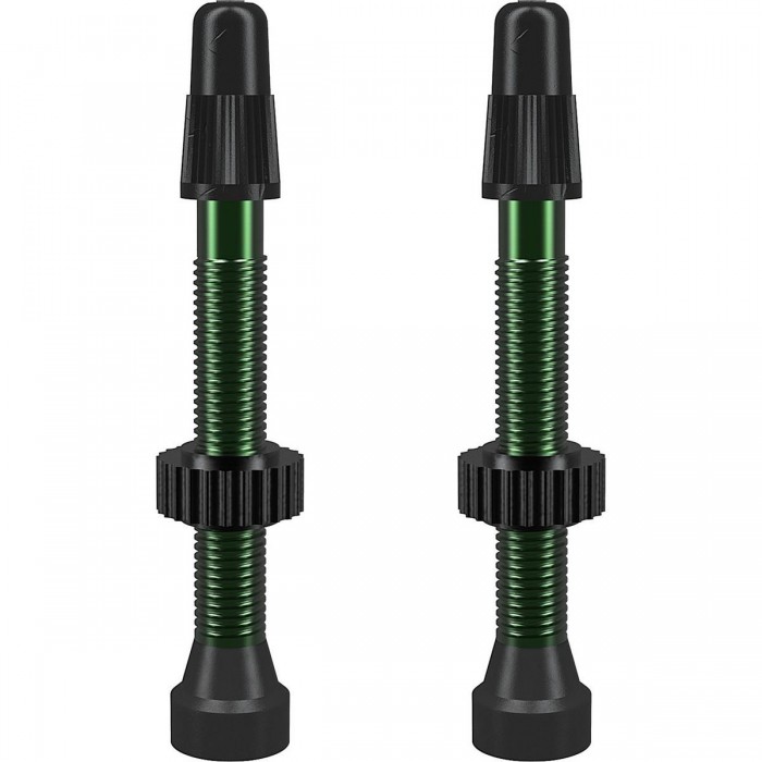 Green 46mm Presta Tubeless TCS Aluminum Valves - Pack of 2 - 1