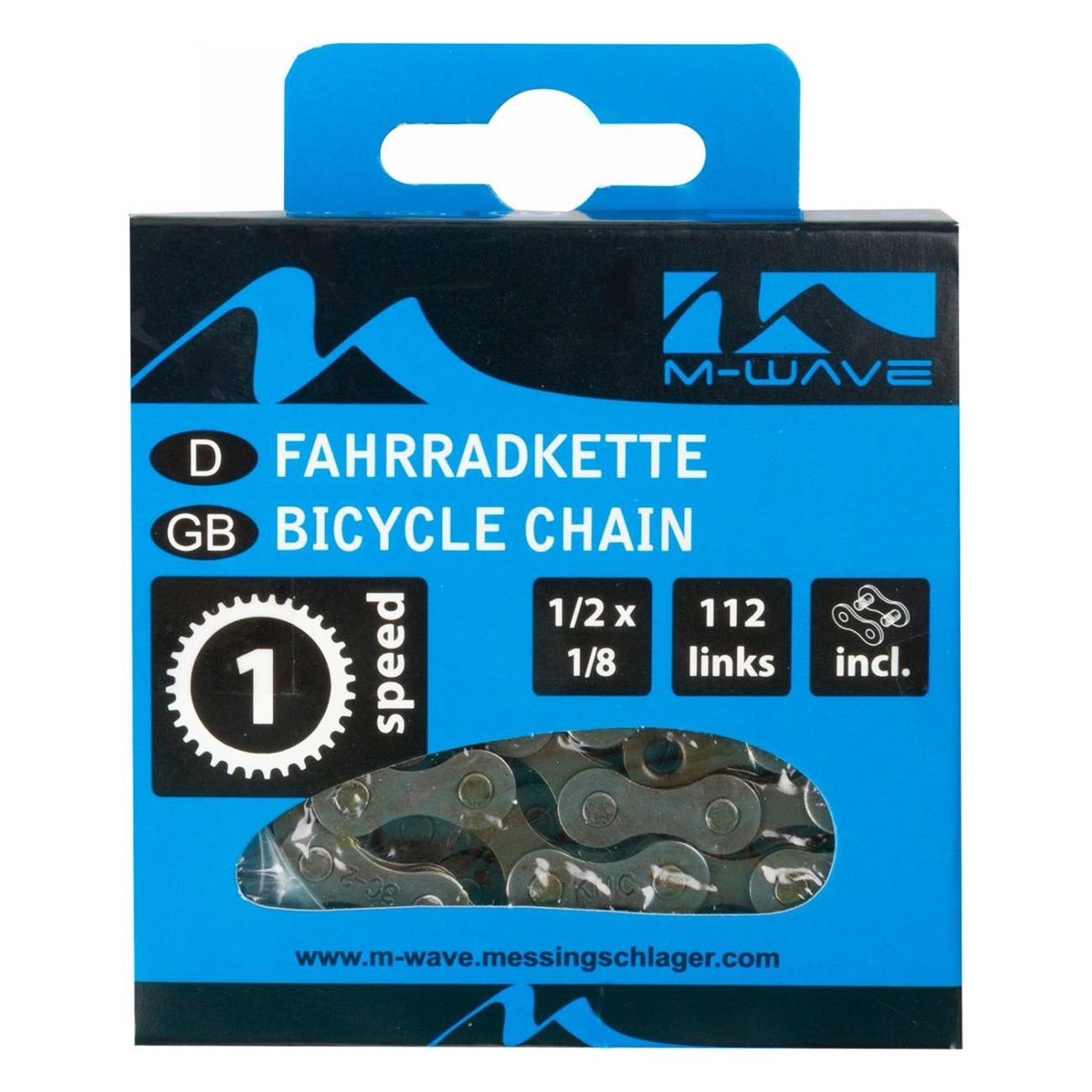 M-Wave Singlespeed Bicycle Chain 1/2x1/8, 112 Links, Brown, 1 Speed - 2