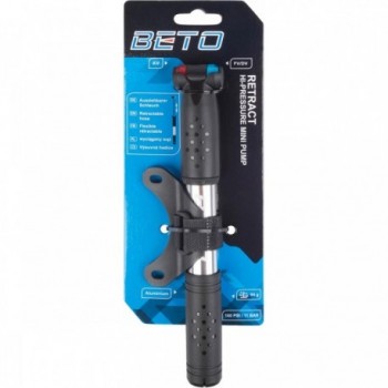 BETO Mini Aluminum Pump Silver with Extendable Hose, 160 psi, Lightweight - 5