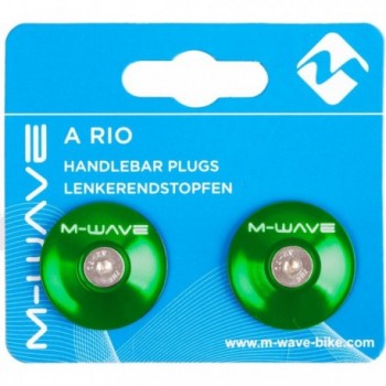 Paire de bouchons de guidon M-WAVE en aluminium anodisé vert 17,5-19,5 mm - 3