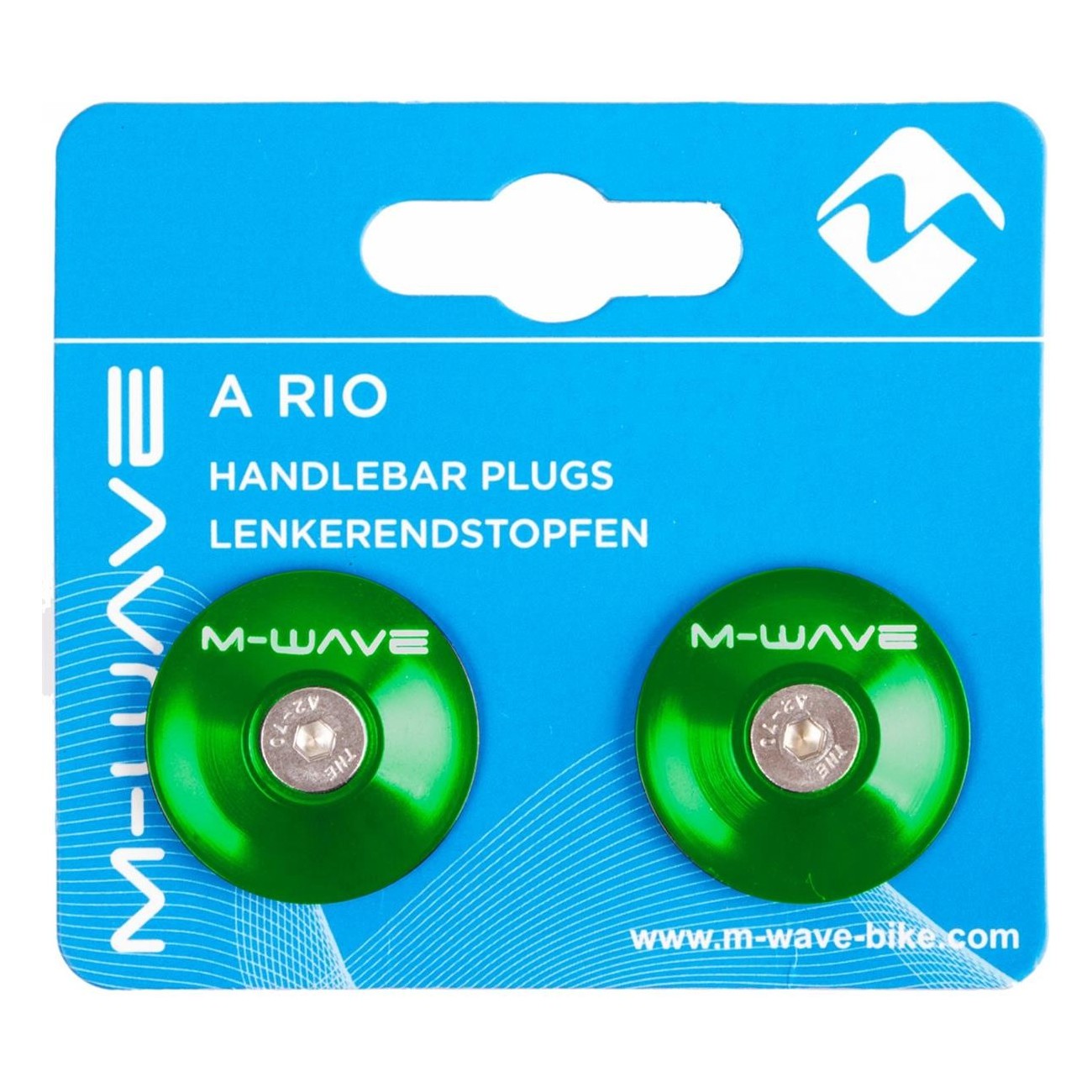 M-WAVE Green Anodized Aluminum Handlebar Plugs for 17.5-19.5 mm Diameter - 3