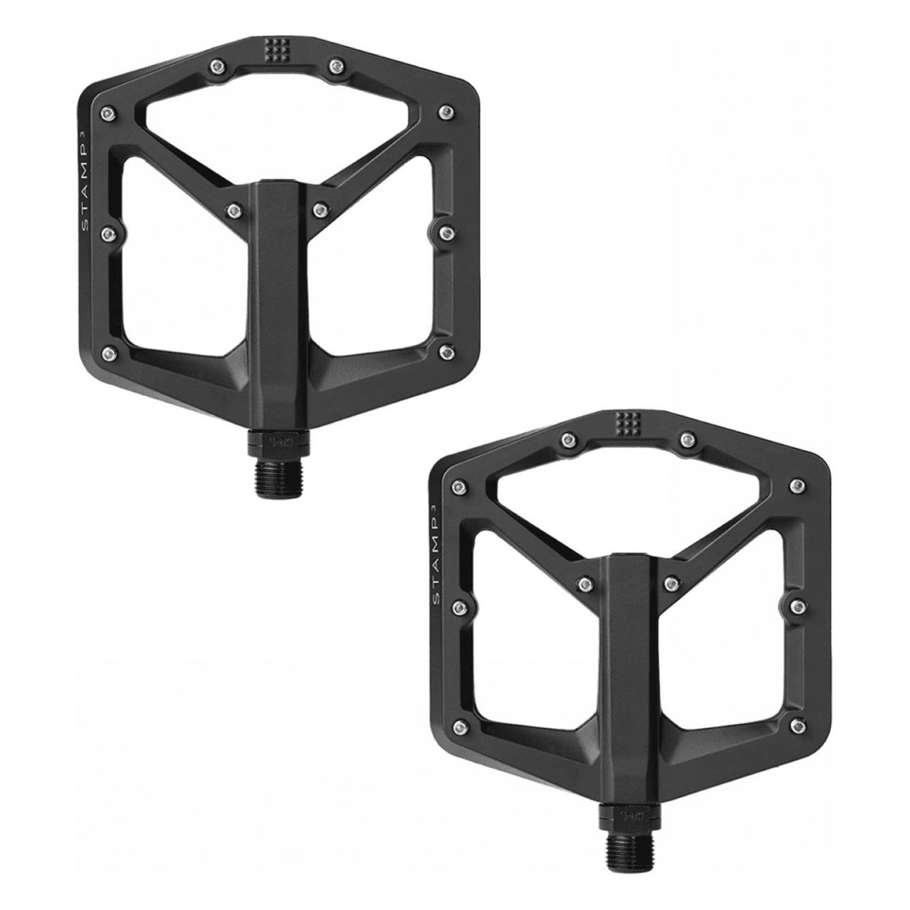 Crankbrothers Stamp 3 Large Black Flat Offroad Pedals with 10 Adjustable Pins - 1