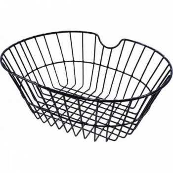 Oval Front Basket in Black Steel 31.5x18x39.5 cm with MVTEK Screw Kit - 1