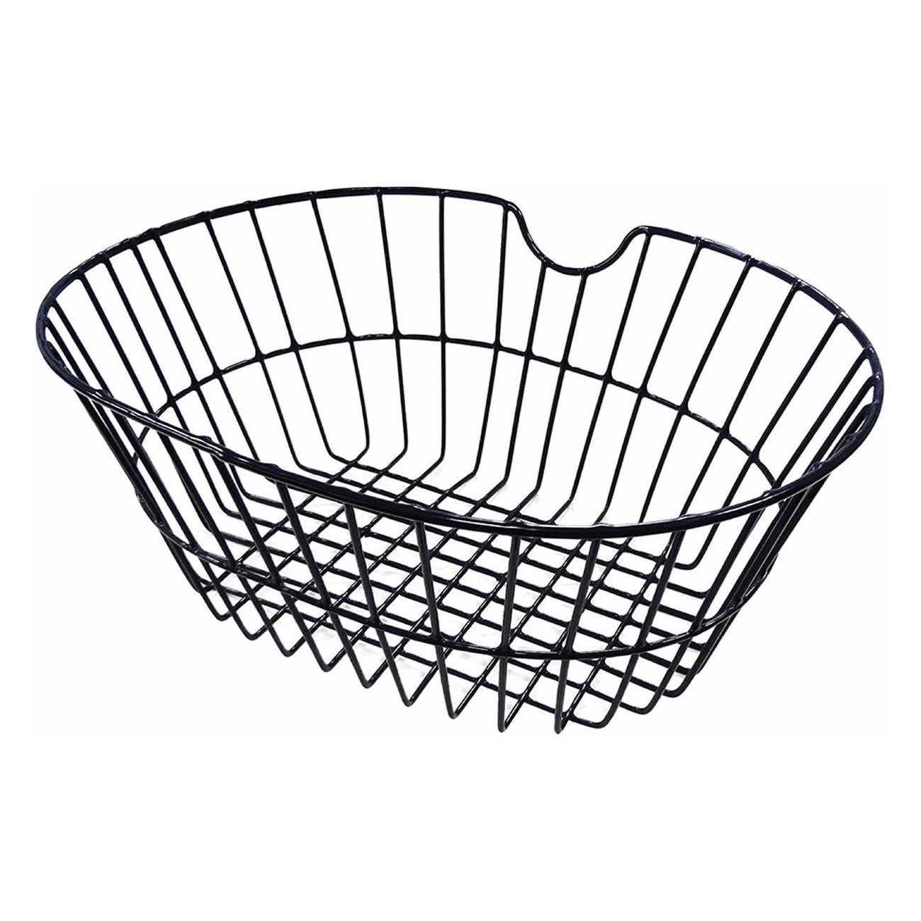 Oval Front Basket in Black Steel 31.5x18x39.5 cm with MVTEK Screw Kit - 1