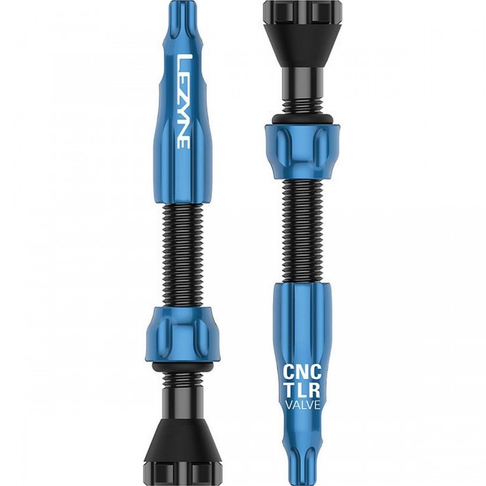 Lezyne CNC 44mm Tubeless Valve in Blue - Pair with Core Remover - 1