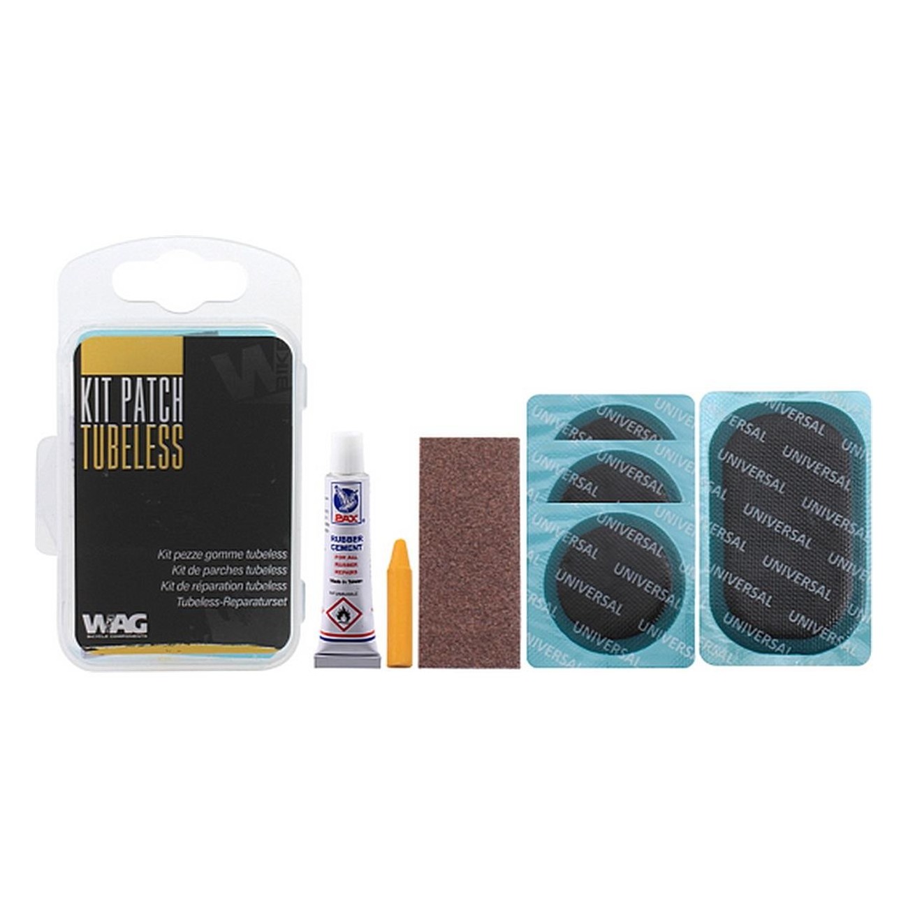 Kit de Reparación de Neumáticos Tubeless - Incluye Parches, Pegamento, Lápiz y Lija - 1