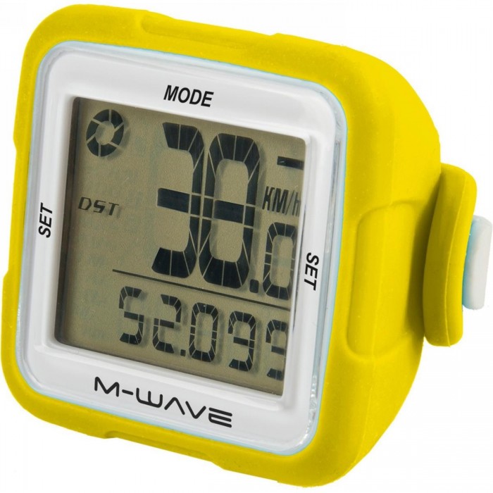 Computer M-WAVE XIV con Custodia in Silicone Giallo, 14 Funzioni, Batteria Inclusa - 1 - Ciclocomputer - 0887539003555