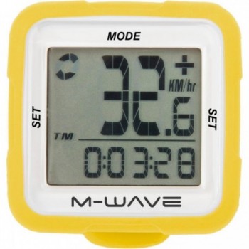 M-WAVE XIV Computer with Yellow Silicone Case, 14 Functions, Battery Included - 2