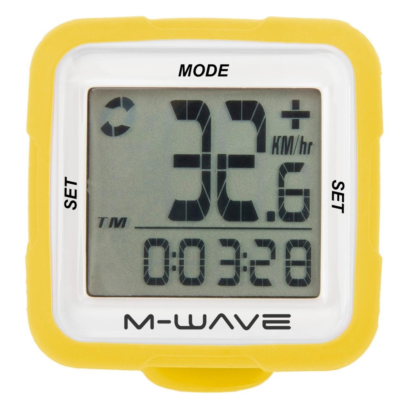 M-WAVE XIV Computer with Yellow Silicone Case, 14 Functions, Battery Included - 2