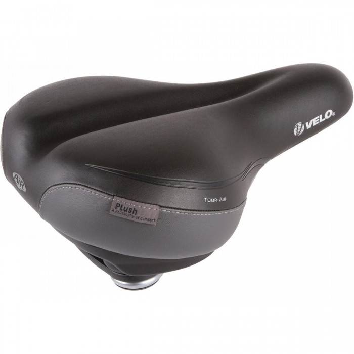 Velo Plush Tour Air Saddle Black/Grey with Adjustable Air Cushion 5 psi - 1