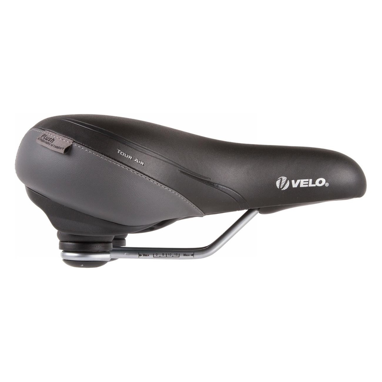 Velo Plush Tour Air Saddle Black/Grey with Adjustable Air Cushion 5 psi - 2