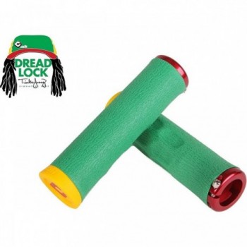 Poignées MTB Dread Lock Rasta 130mm - Tinker Juarez Signature avec Grip Offset et A.I.R.E. - 1