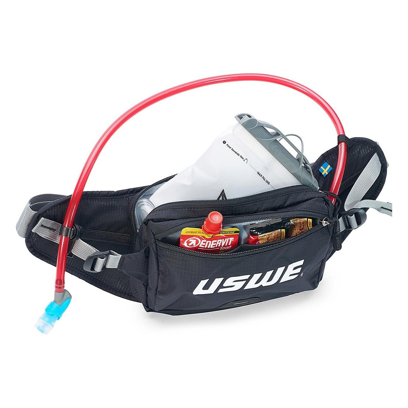 Ceinture d'hydratation Uswe Hip Back Zulo 2 Litres - Noir, Idéale pour VTT - 3