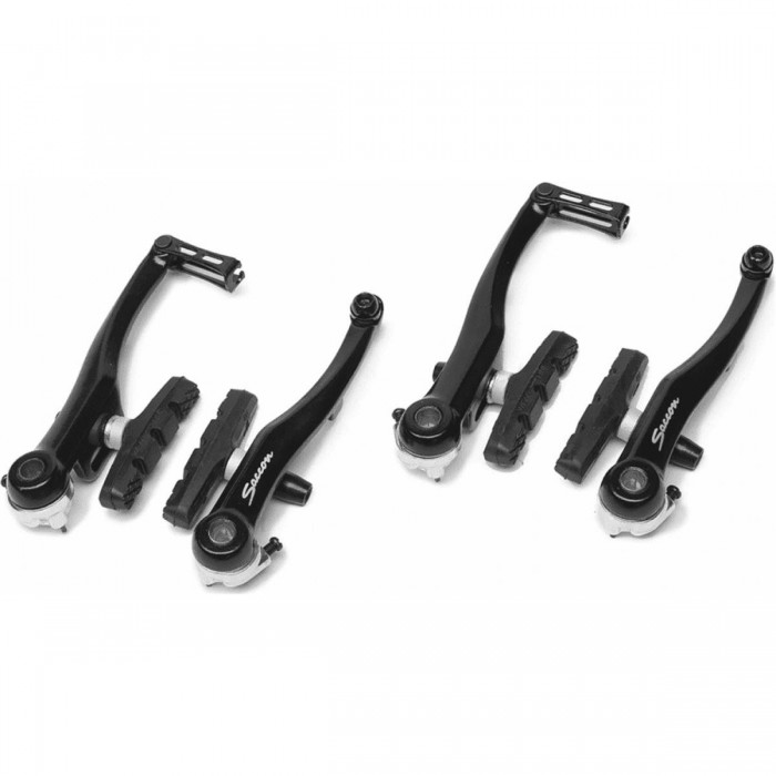 Black Aluminum Mechanical V-Brake Set for MTB - Lightweight and Durable - 1