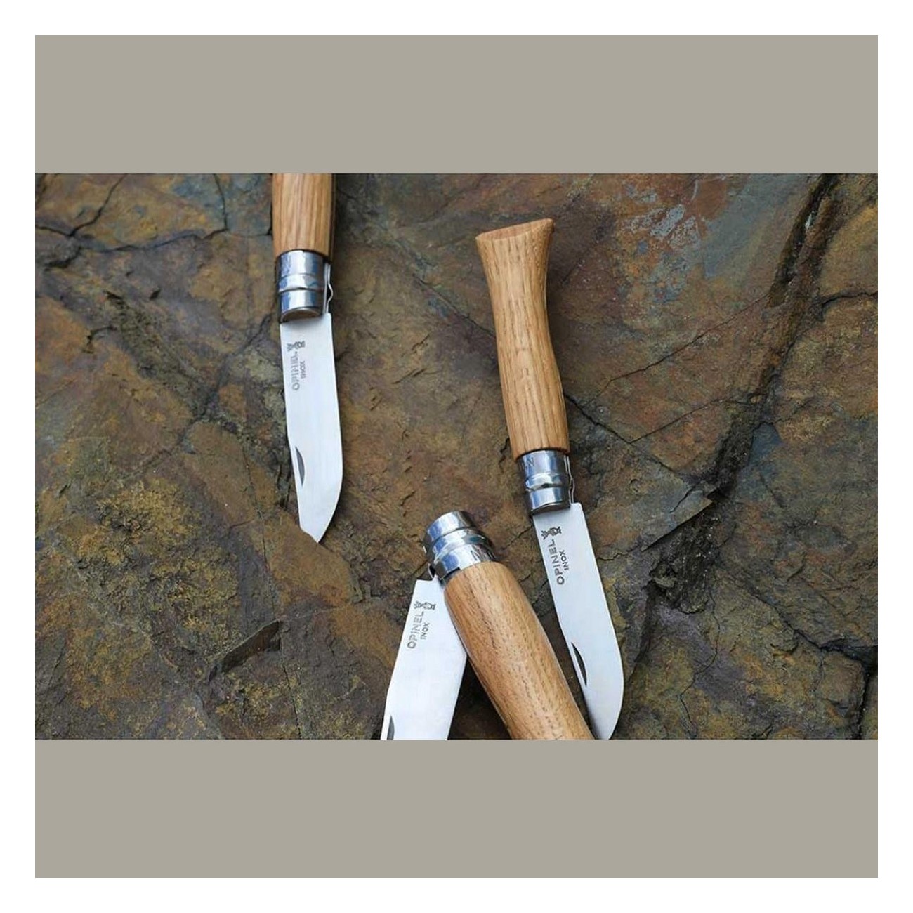 Opinel Messer N.08 Inox mit Eichenholzgriff, Klinge 8,5 cm und Virobloc - 3