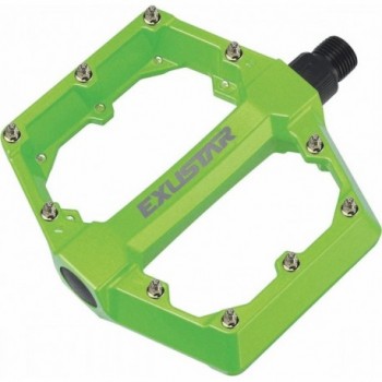 Pedales Flat BMX/Freestyle de Aluminio Verde Fluo 105x108mm con Perno CR-Mo - 1