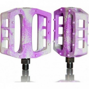 Demolition Trooper 9/16' BMX Pedals in Nylon, White/Purple, Pair - 1