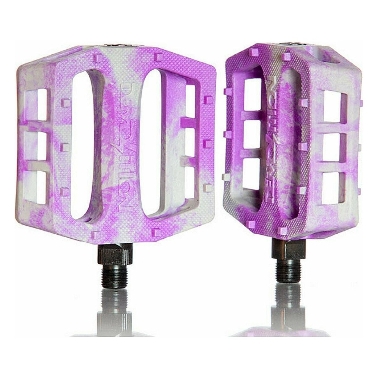 Demolition Trooper 9/16' BMX Pedals in Nylon, White/Purple, Pair - 1