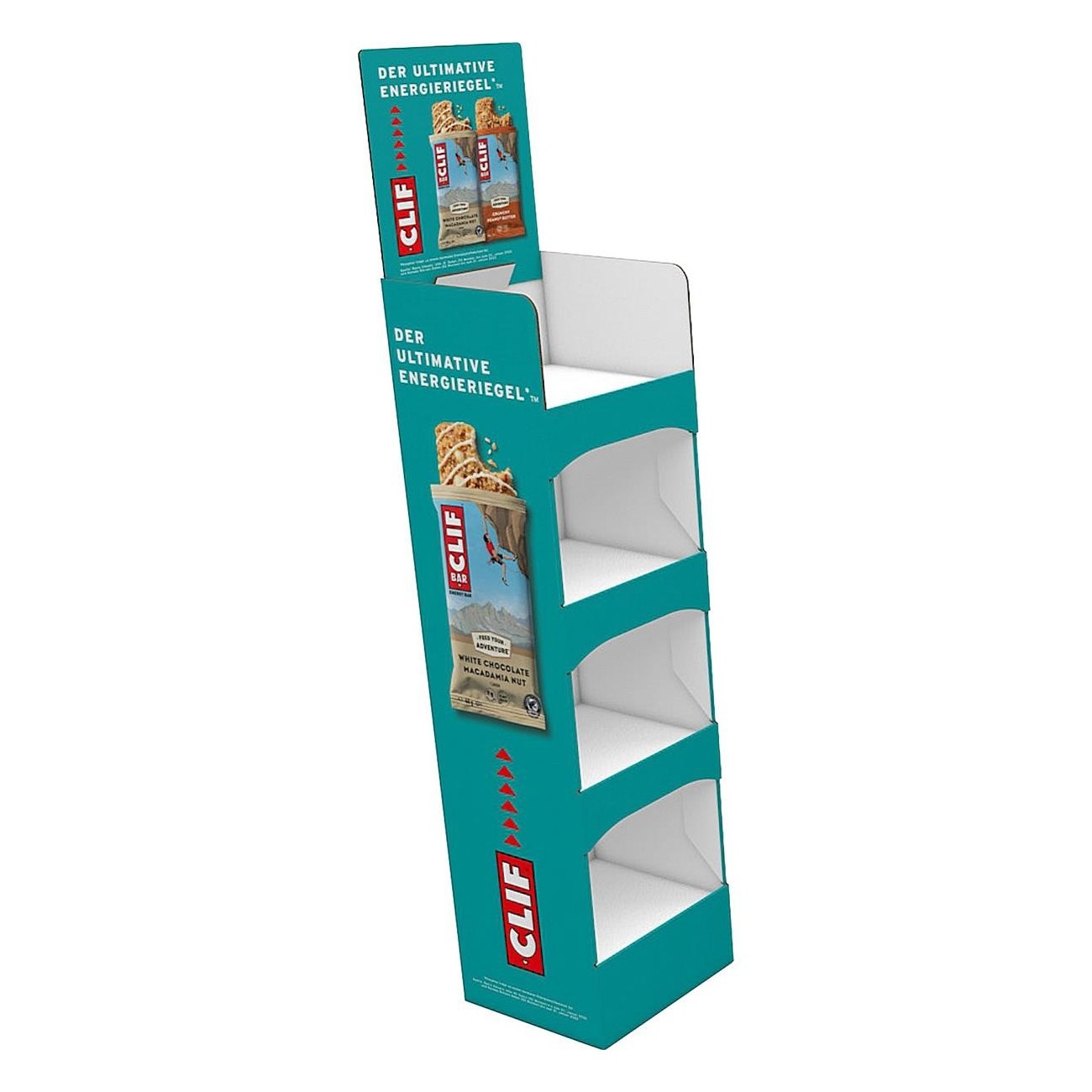 Vassoio per Espositore da Pavimento Clif Bar con 8 Scomparti Vuoti in Cartone Resistente, Colore Turchese - 1 - Altro - 00722252