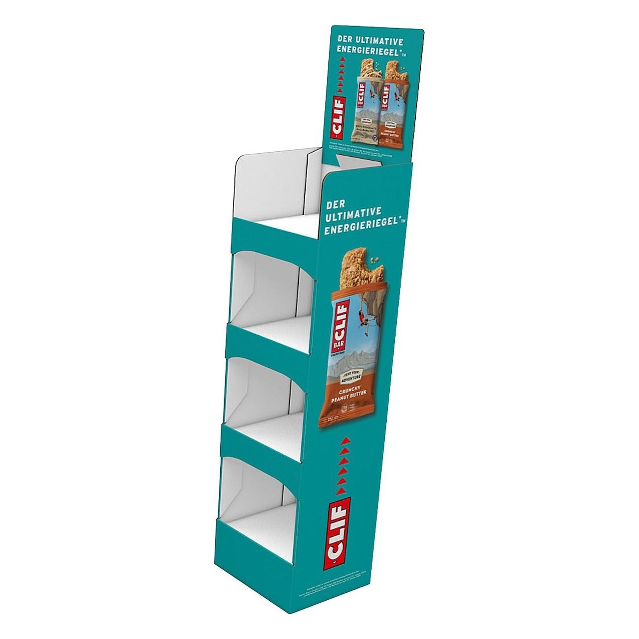 Vassoio per Espositore da Pavimento Clif Bar con 8 Scomparti Vuoti in Cartone Resistente, Colore Turchese - 2 - Altro - 00722252