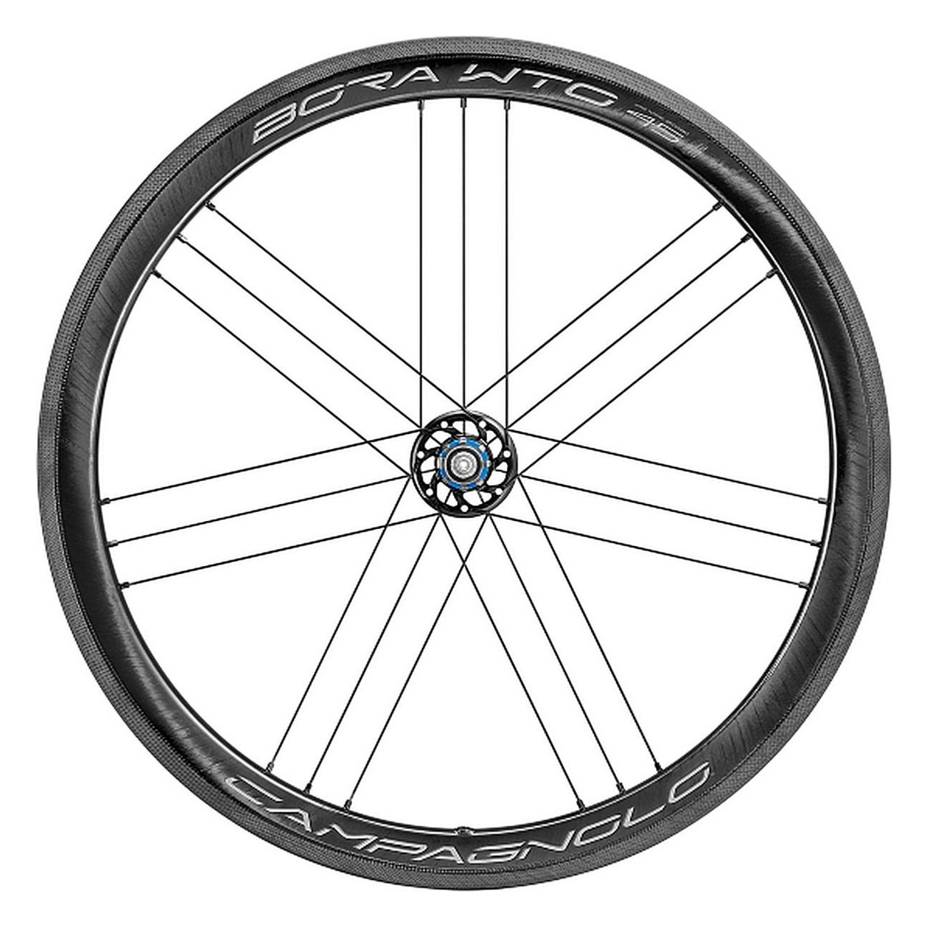 Coppia Ruote Campagnolo Bora WTO 45 C19 Tubeless Ready 2-Way Fit Pattino, Grafica Bianca, 12V, Profilo 45mm in Carbonio - 1 - Ru