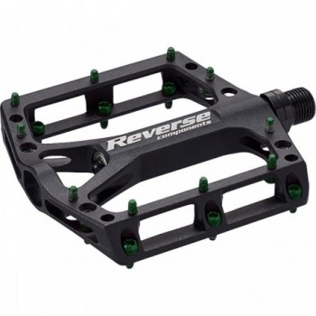 Black One Black-Green Reverse Pedals for MTB, Flat Design & Optimal Grip - 1