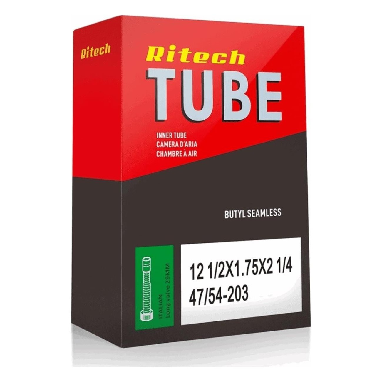 Ritech Inner Tube 12 1/2x1.75x2 1/4 with 29mm Schrader Valve - Quality & Reliability - 1