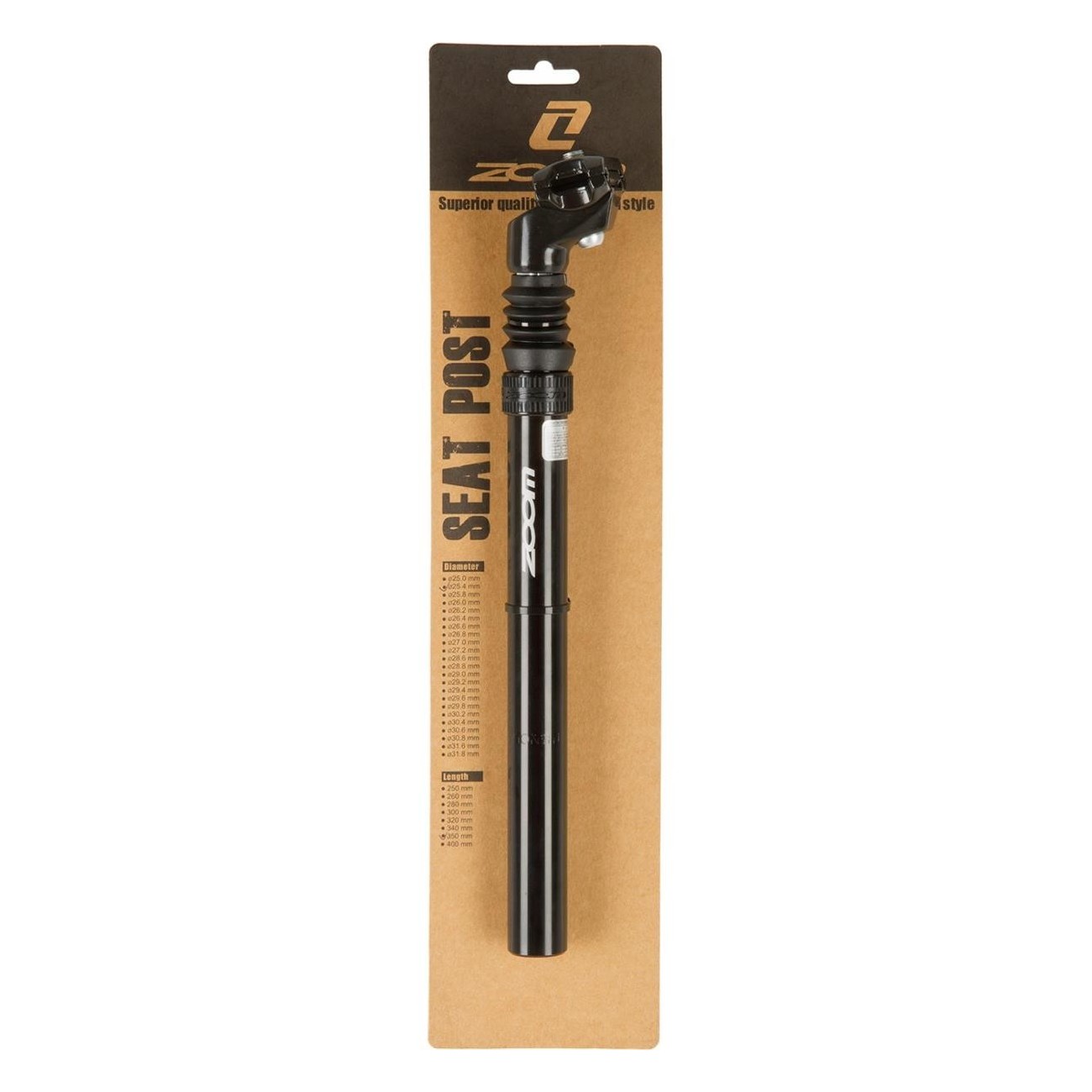 Tige de selle Zoom en aluminium noir 350x30,9 mm avec suspension réglable - 2