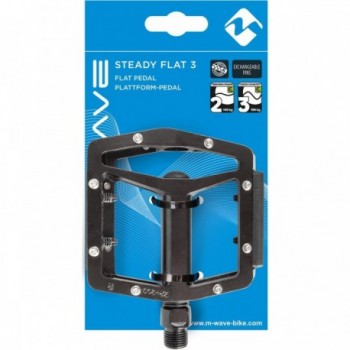 Steady Flat 3 M-WAVE Black Aluminum Platform Pedals with Interchangeable Pins - 5