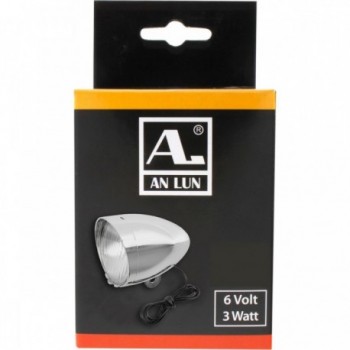 Lampada Frontale ANLUN 6V/2.4W in Plastica Cromata con Cavo Argento, Luce Anteriore a Dinamo - 2 - Luci - 0887539022105