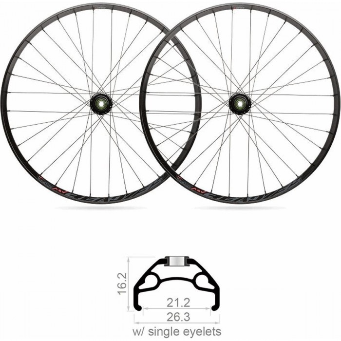 MTB Wheel Set Black Rock 27.5' with Shimano Hub 10V and 32 Spokes, Black - 1