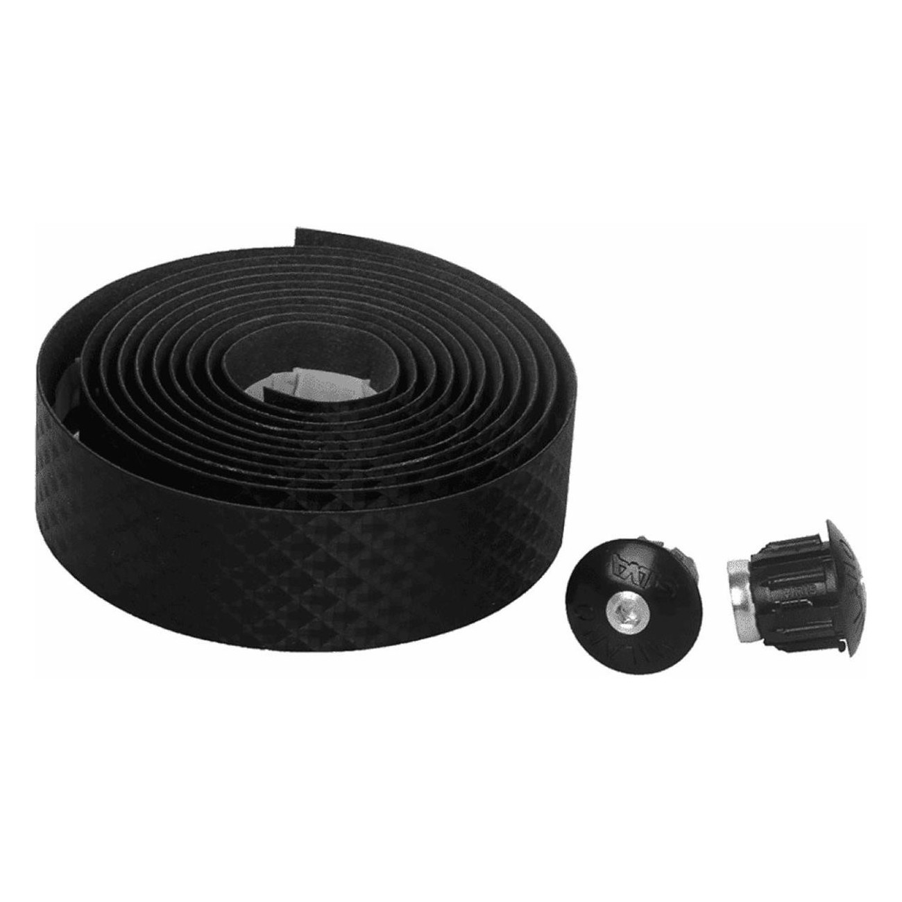 Black Polyurethane Handlebar Tape Silva Mio with Expansion Plugs - 1