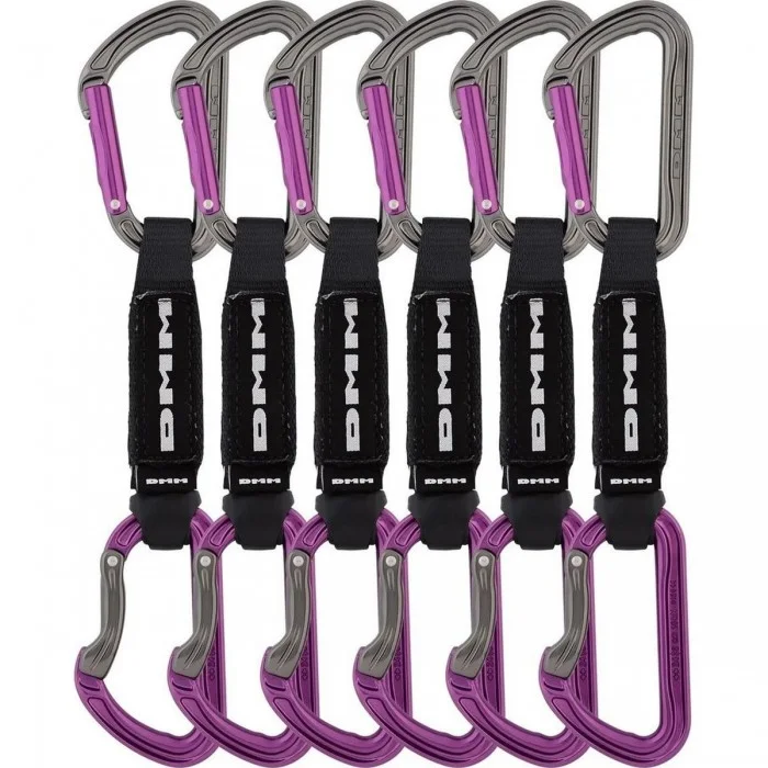 Set of 6 Lightweight Tech-Table Quickdraws 12 cm Purple for Climbing - 1