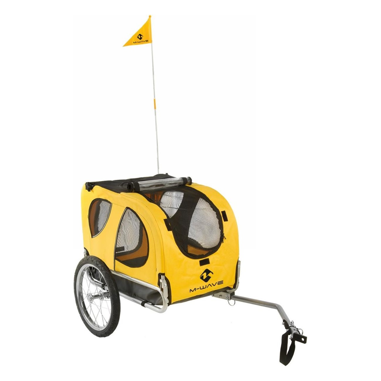 Stalwart Pet Dog Trailer, Yellow Steel, Foldable, 16' Wheels, Max 30kg - M•Wave - 1