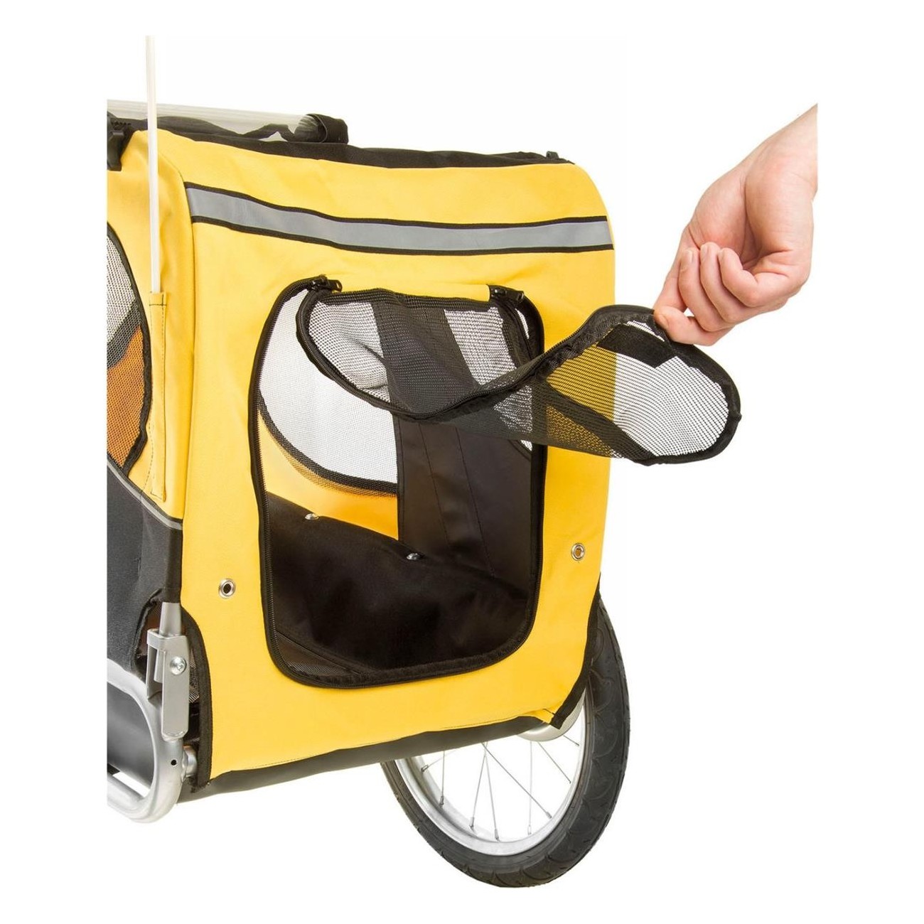 Remorque pour Chiens Stalwart Pet en Acier Jaune, Pliable, Roues 16', Max 30kg - M•Wave - 2