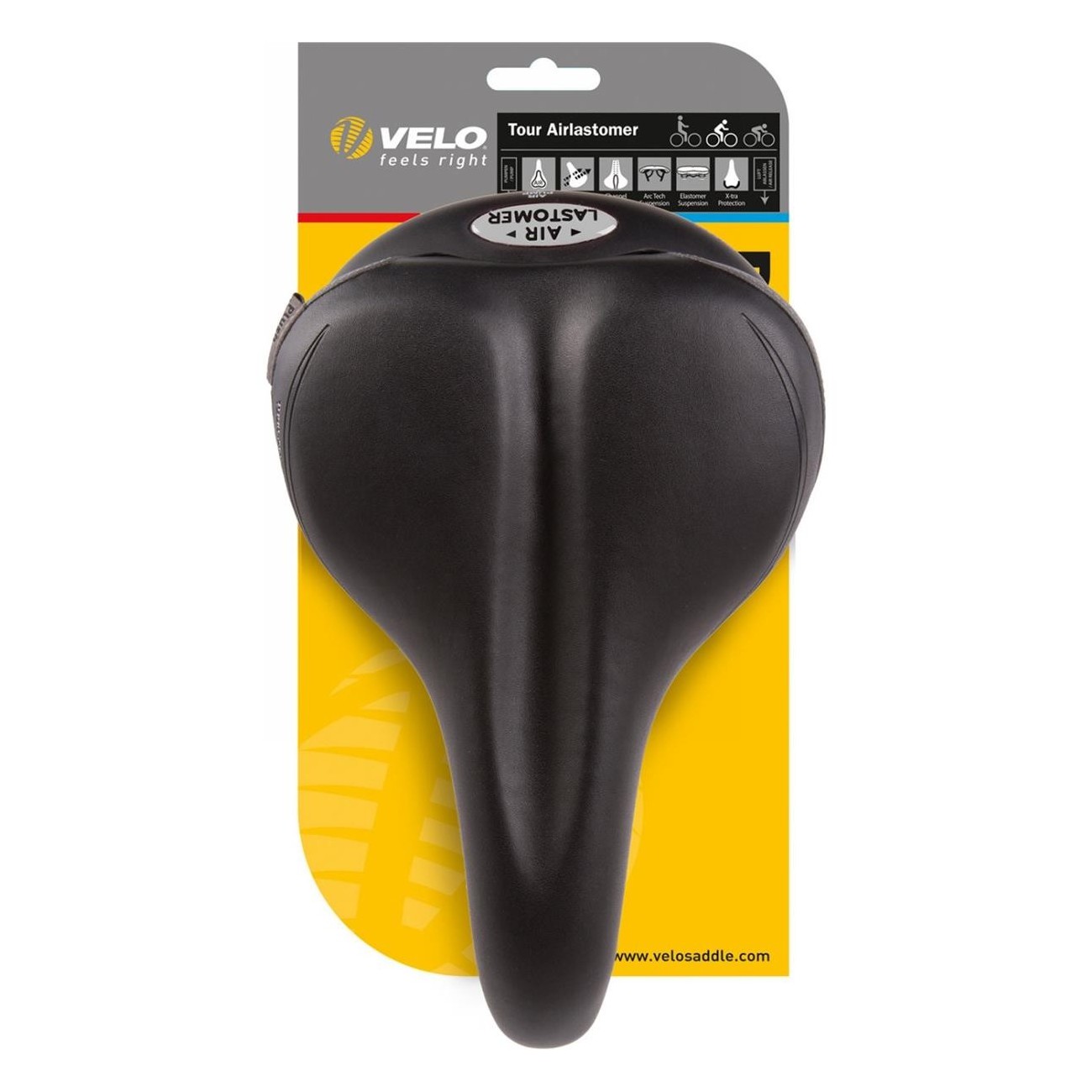 Velo Plush Tour Airlastomer Saddle 270x180 mm Black with Air Cushion - 5