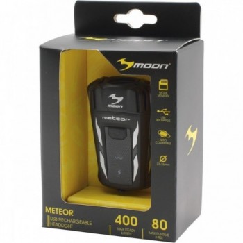 Lampada Frontale a Batteria Moon Meteor 400lm USB, Nero, con Supporto per Manubrio e Casco - 3 - Luci - 4897029984185