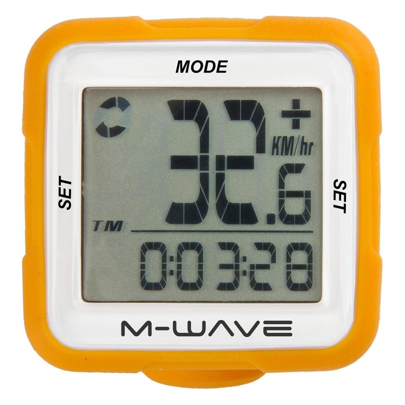 M-WAVE Computer 14 Funktionen mit orangefarbener Silikonhülle und Batterie - 4