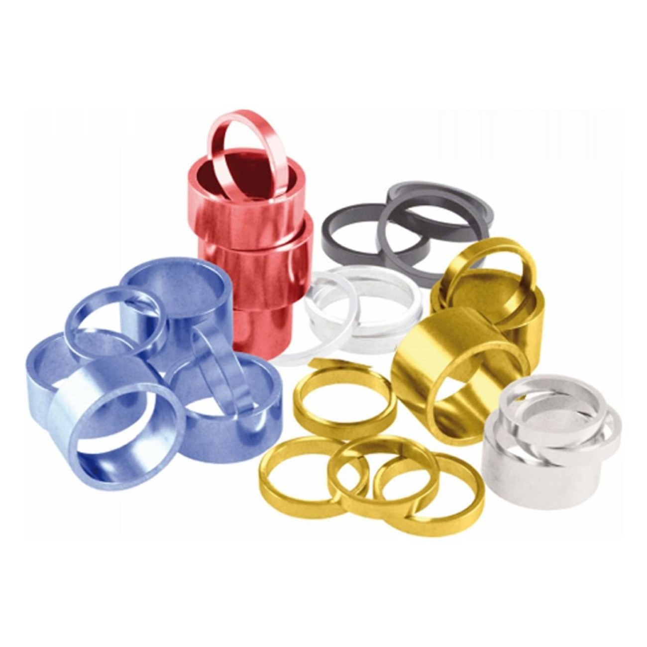 1 1/8' Headset Spacers in Gold Aluminum - Set of 10 Pieces, 20mm Height - 1