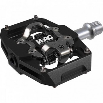 Black Aluminum Enduro MTB Pedals with Chromoly Axle and SPD Compatibility - 1